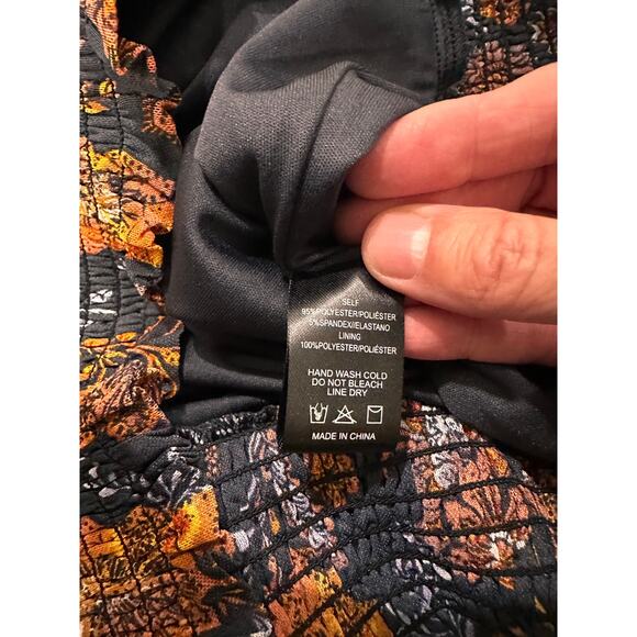 Evereve Tinslee Mesh Floral Ruffled Top Mini Skirt 2 PC Set Dark Fairy, XL - Picture 6 of 9